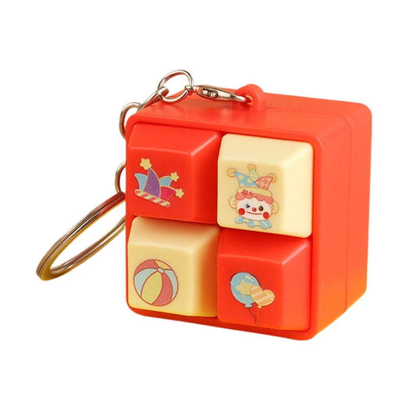 Creative four-square grid merit button keychain electronic wooden fish ornament decompression children's toy backpack pendant wholesale